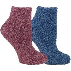 Dr. Scholl's Women's Fuzzy Spa Low Cut Socks, 2 Pair, pink/blue, Women's Size 4-10