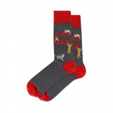 Hotsox Men's Cat Dad Socks 1 Pair, Charcoal Heather, Men's 8.5-12 Shoe