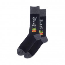 Hotsox Men's Check Out My Six Pack Socks 1 Pair, Black, Men's 8.5-12 Shoe