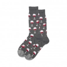 Hotsox Men's Wine Glass Socks 1 Pair, Charcoal Heather, Men's 8.5-12 Shoe