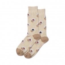 Hotsox Men's Coffee Cups Socks 1 Pair, Natural Melange, Men's 8.5-12 Shoe