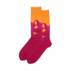 Hotsox Men's Mona Lisa Pop Socks 1 Pair, Bright Orange, Men's 8.5-12 Shoe