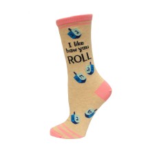 Hot Sox Women's I like How You Roll Crew Sock 1 Pair, Natural Melange, Women's 9-11