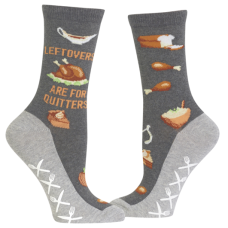 Hot Sox Women's Leftovers Are For Quitters Non Skid Crew Socks 1 Pair, Charcoal Heather, Women's 4-10 Shoe Hot Sox Women's Leftovers Are For Quitters Non Skid Crew Socks 1 Pair, Charcoal Heather, Women's 4-10 Shoe