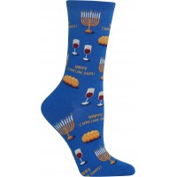 HotSox Womens Happy Challah Days Socks, Blue, 1 Pair, Womens Shoe 4-10