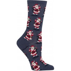 HotSox Womens Santa with Presents Socks, Denim Heather, 1 Pair, Womens Shoe 4-10