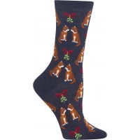 HotSox Womens Mistletoe Cat Socks, Denim Heather, 1 Pair, Womens Shoe 4-10