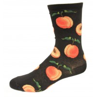 HotSox Womens Peaches Socks, Black, 1 Pair, Womens Shoe 4-10