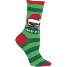 HOTSOX Womens Crew Socks Bah Humpug 1 Pair, Green, Womens 4-10 Shoe