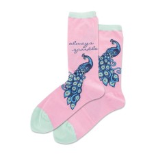 Hotsox Women's Peacock Crew Socks 1 Pair, Pink , Women's 9-11 Hotsox Women's Peacock Crew Socks 1 Pair, Pink , Women's 9-11