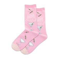 Hotsox Women's Mama Needs A Cocktail Crew Socks 1 Pair, Pink , Women's 9-11 Hotsox Women's Mama Needs A Cocktail Crew Socks 1 Pair, Pink , Women's 9-11