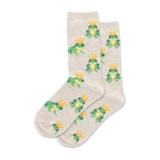 Hotsox Kid's Frog Prince Crew Socks 1 Pair, Natural Melange, Kid's Small/Medium