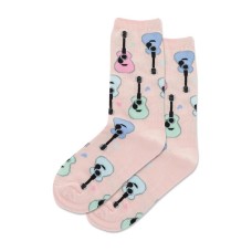 Hotsox Kid's Guitars Crew Socks 1 Pair, Blush, Kid's Small/Medium