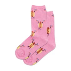 Hotsox Kid's Fourth Of July Hot Dog Crew Socks 1 Pair, Pink , Kid's Small/Medium