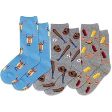 Hot Sox Kid's 4th Of July Hot Dog Socks 3 Pair, Assorted, Small/Medium Hot Sox Kid's 4th Of July Hot Dog Socks 3 Pair, Assorted, Small/Medium