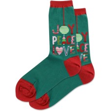 Hot Sox Women's Joy Peace Love Crew Sock 1 Pair, Green, Women's 9-11 Hot Sox Women's Joy Peace Love Crew Sock 1 Pair, Green, Women's 9-11