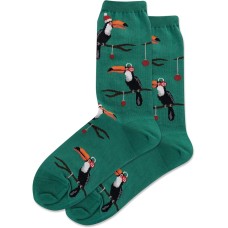 Hot Sox Women's Christmas Toucans Crew Sock 1 Pair, Green, Women's 9-11