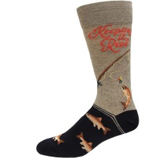 Hot Sox Men's Keeping it Reel Crew Sock 1 Pair, Grey Heather, Men's 10-13 Hot Sox Men's Keeping it Reel Crew Sock 1 Pair, Grey Heather, Men's 10-13