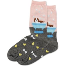 Hot Sox Women's Doggie Bath Time Crew Sock 1 Pair, Blush, Women's 9-11 Hot Sox Women's Doggie Bath Time Crew Sock 1 Pair, Blush, Women's 9-11