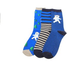 Hot Sox Kid's Yeti Stripe Crew Sock 3 Pair, Assorted, X-Small/Small Hot Sox Kid's Yeti Stripe Crew Sock 3 Pair, Assorted, X-Small/Small