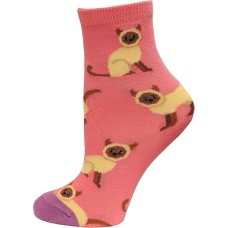 Hot Sox Kid's Siamese Cat Crew Sock 1 Pair, Pink Multi, Medium/Large Hot Sox Kid's Siamese Cat Crew Sock 1 Pair, Pink Multi, Medium/Large