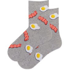 Hot Sox Kid's Eggs And Bacon Socks 1 Pair, Sweatshirt Grey Heather, X-Small/Small Hot Sox Kid's Eggs And Bacon Socks 1 Pair, Sweatshirt Grey Heather, X-Small/Small