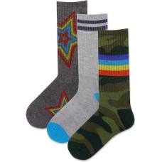 Hot Sox Kid's Camo Stripe Star Socks 3 Pair, Assorted , Small/Medium Hot Sox Kid's Camo Stripe Star Socks 3 Pair, Assorted , Small/Medium