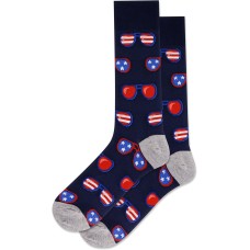 Hot Sox Men's Patriotic Glasses Crew Socks 1 Pair, Navy, Men's 10-13 Shoe Hot Sox Men's Patriotic Glasses Crew Socks 1 Pair, Navy, Men's 10-13 Shoe