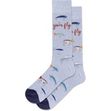 Hot Sox Men's You'Re Fly Crew Socks 1 Pair, Chambrey, Men's 10-13 Shoe Hot Sox Men's You'Re Fly Crew Socks 1 Pair, Chambrey, Men's 10-13 Shoe