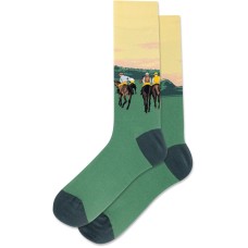 Hot Sox Men's Race Horses At Longchamp Crew Socks 1 Pair, Light Yellow, Men's 10-13 Shoe Hot Sox Men's Race Horses At Longchamp Crew Socks 1 Pair, Light Yellow, Men's 10-13 Shoe