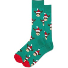 HotSox Men's Moose Head Socks 1 Pair, Green, Men's 10-13 Shoe HotSox Men's Moose Head Socks 1 Pair, Green, Men's 10-13 Shoe