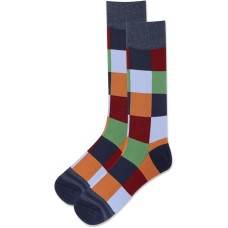 HotSox Men's Geo Box Socks 1 Pair, Navy, Men's 10-13 Shoe HotSox Men's Geo Box Socks 1 Pair, Navy, Men's 10-13 Shoe
