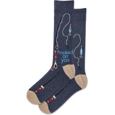 Hot Sox Men's Hooked on You Crew Socks 1 Pair, Denim Heather, Men's 10-13 Shoe Hot Sox Men's Hooked on You Crew Socks 1 Pair, Denim Heather, Men's 10-13 Shoe