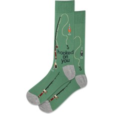 Hot Sox Men's Hooked on You Crew Socks 1 Pair, Olive, Men's 10-13 Shoe Hot Sox Men's Hooked on You Crew Socks 1 Pair, Olive, Men's 10-13 Shoe