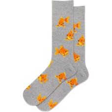 Hot Sox Men's Goldfish Crew Socks 1 Pair, Grey Heather, Men's 10-13 Hot Sox Men's Goldfish Crew Socks 1 Pair, Grey Heather, Men's 10-13