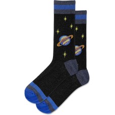 Hot Sox Men's Saturn Crew Socks 1 Pair, Black, Men's 10-13 Hot Sox Men's Saturn Crew Socks 1 Pair, Black, Men's 10-13