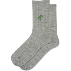Hot Sox Women's Embroidery Frog Wool Crew Socks 1 Pair, Grey Heather, Women's 4-10 Hot Sox Women's Embroidery Frog Wool Crew Socks 1 Pair, Grey Heather, Women's 4-10