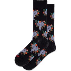Hot Sox Men's Tropical Elephant Crew Socks 1 Pair, Black, Men's Shoe 10-13 Hot Sox Men's Tropical Elephant Crew Socks 1 Pair, Black, Men's Shoe 10-13