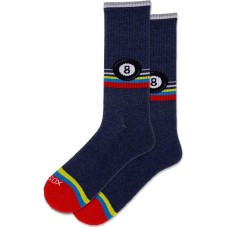Hot Sox Men's Retro Eight Ball Crew Socks 1 Pair, Denim Heather, Men's Shoe 10-13 Hot Sox Men's Retro Eight Ball Crew Socks 1 Pair, Denim Heather, Men's Shoe 10-13