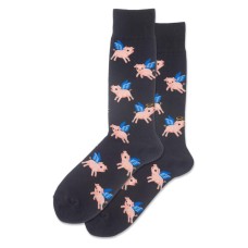 Hotsox Men's Flying Pig Crew Socks 1 Pair, Black, Men's 10-13 Hotsox Men's Flying Pig Crew Socks 1 Pair, Black, Men's 10-13