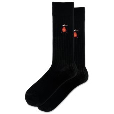 Hot Sox Men's Ribbed Campfire Embroidery Wool Crew Socks 1 Pair, Black, Men's 10-13 Hot Sox Men's Ribbed Campfire Embroidery Wool Crew Socks 1 Pair, Black, Men's 10-13