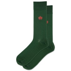 Hot Sox Men's Ribbed Maple Leaf Embroidery Wool Crew Socks 1 Pair, Green, Men's 10-13 Hot Sox Men's Ribbed Maple Leaf Embroidery Wool Crew Socks 1 Pair, Green, Men's 10-13