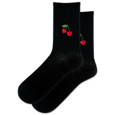 Hot Sox Women's Embroidery Heart Wool Crew Socks 1 Pair, Black, Women's 4-10 Hot Sox Women's Embroidery Heart Wool Crew Socks 1 Pair, Black, Women's 4-10