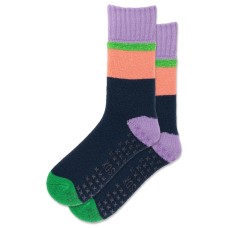 Hot Sox Women's Colorblock Slipper Non Skid Socks 1 Pair, Navy, Women's 4-10 Hot Sox Women's Colorblock Slipper Non Skid Socks 1 Pair, Navy, Women's 4-10