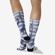 Hot Sox Men's Crosswalk Tube Crew Socks 1 Pair, Black/White, Men's 6-12 Shoe