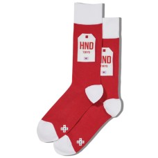Hot Sox Men's Tokyo Luggage Tag Crew Socks 1 Pair, Red, Men's 6-12 Shoe Hot Sox Men's Tokyo Luggage Tag Crew Socks 1 Pair, Red, Men's 6-12 Shoe