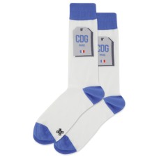 Hot Sox Men's Paris Luggage Tag Crew Socks 1 Pair, White, Men's 6-12 Shoe Hot Sox Men's Paris Luggage Tag Crew Socks 1 Pair, White, Men's 6-12 Shoe