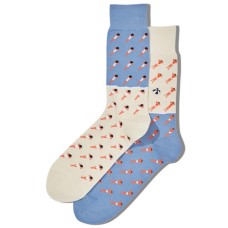 Hot Sox Men's Beach Crowd Crew Socks 1 Pair, Multicolored, Men's 6-12 Shoe