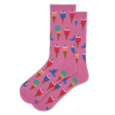 Hot Sox Women's Icecream Cones Crew Socks 1 Pair, Pink, Women's 4-10 Shoe Hot Sox Women's Icecream Cones Crew Socks 1 Pair, Pink, Women's 4-10 Shoe