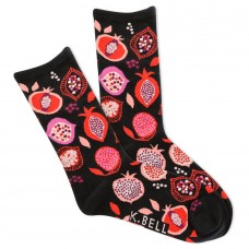 K. Bell Women's Exotic Fruit Crew Crew Socks 1 Pair, Black, Women's Shoe 9-11